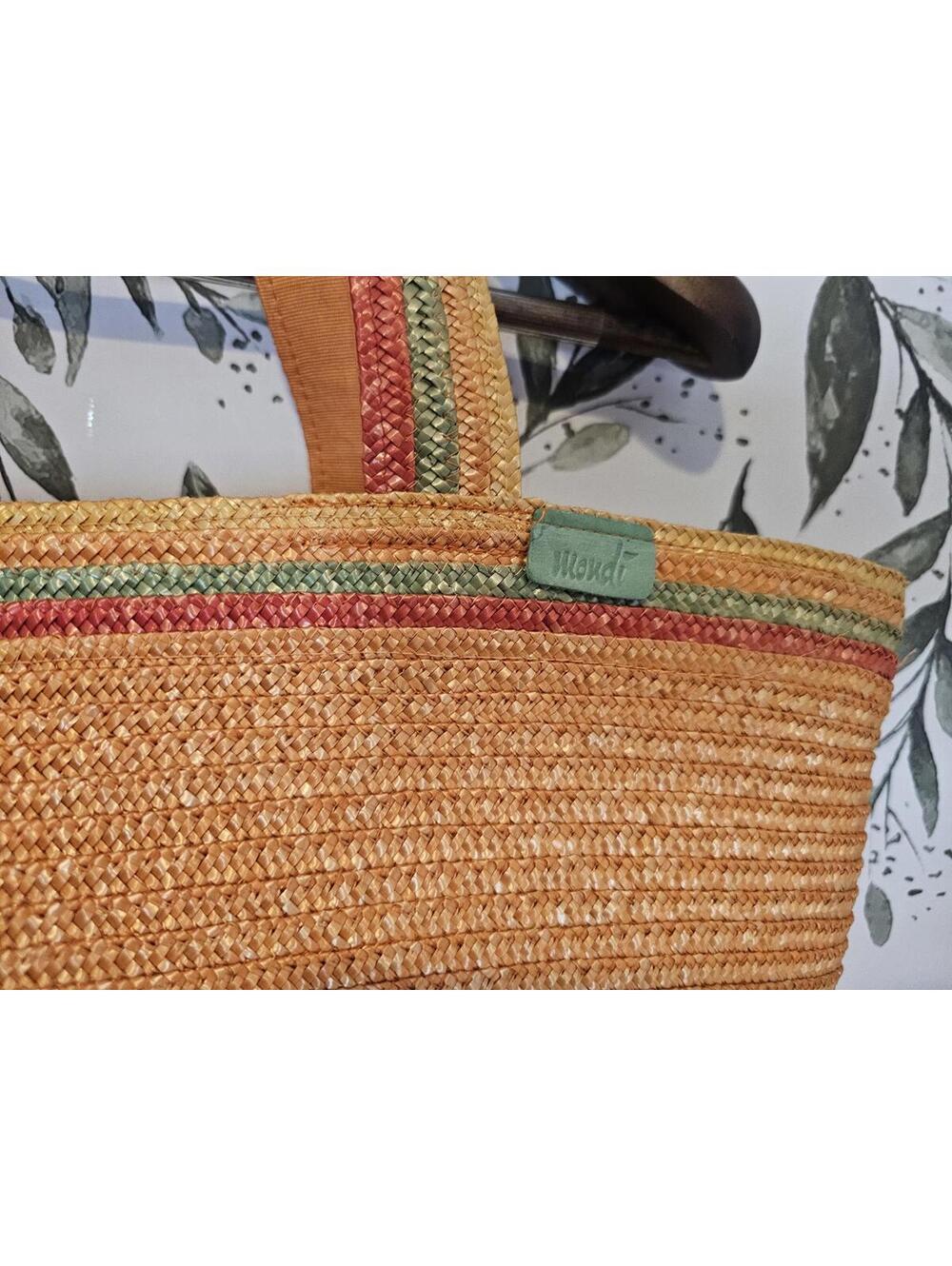 Mokdi Tote Orange Womens Large Straw Made in Italy